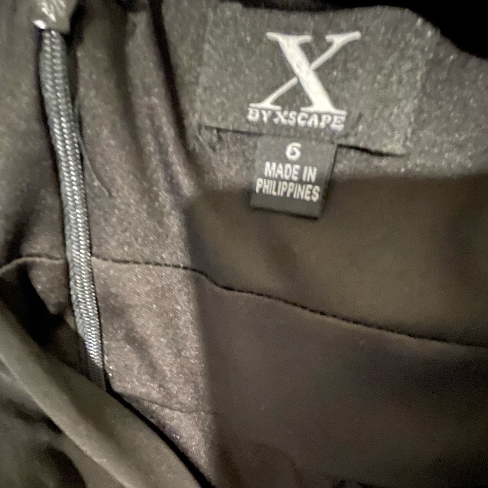 Xscape Black Illusion-Inset Mermaid Gown - Picture 10 of 10